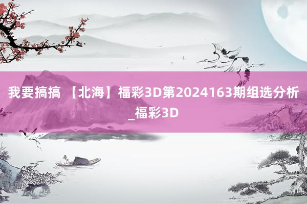 我要搞搞 【北海】福彩3D第2024163期组选分析_福彩3D