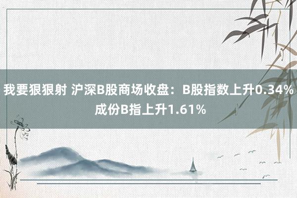 我要狠狠射 沪深B股商场收盘：B股指数上升0.34% 成份B指上升1.61%