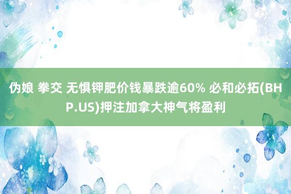 伪娘 拳交 无惧钾肥价钱暴跌逾60% 必和必拓(BHP.US)押注加拿大神气将盈利