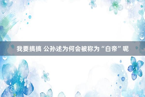 我要搞搞 公孙述为何会被称为“白帝”呢