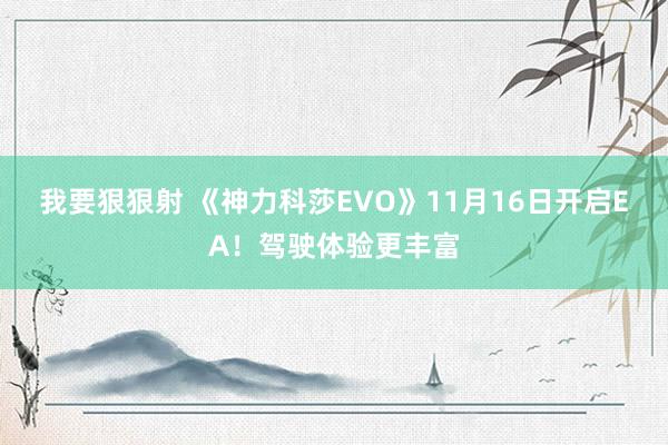 我要狠狠射 《神力科莎EVO》11月16日开启EA！驾驶体验更丰富