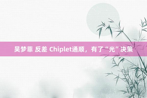 吴梦菲 反差 Chiplet通顺，有了“光”决策