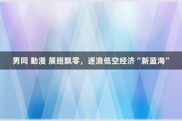 男同 動漫 展翅飘零，逐浪低空经济“新蓝海”