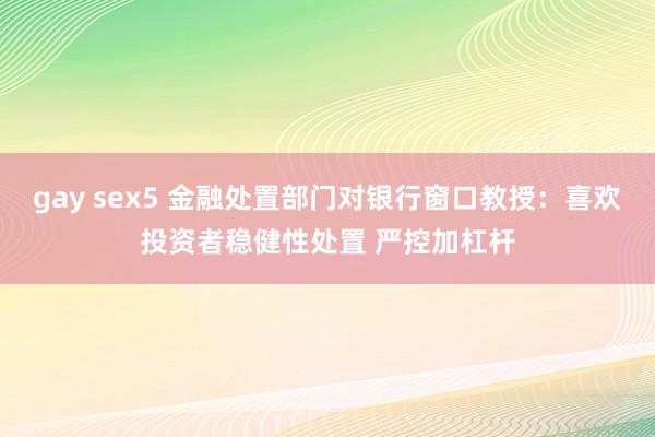 gay sex5 金融处置部门对银行窗口教授：喜欢投资者稳健性处置 严控加杠杆