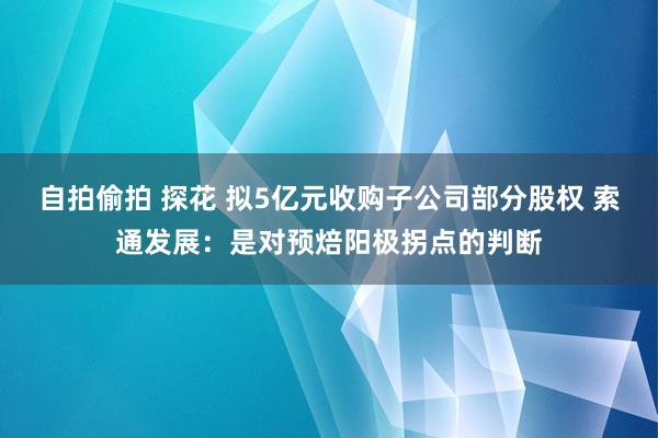 自拍偷拍 探花 拟5亿元收购子公司部分股权 索通发展：是对预焙阳极拐点的判断