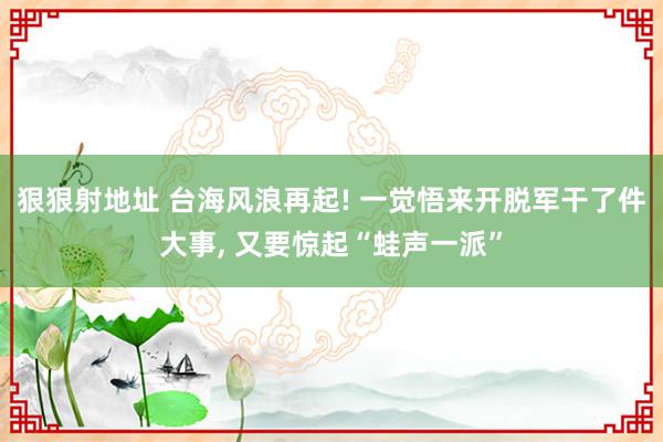 狠狠射地址 台海风浪再起! 一觉悟来开脱军干了件大事， 又要惊起“蛙声一派”