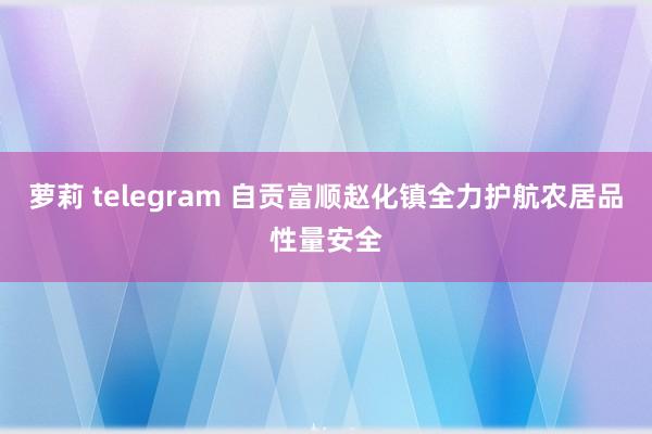 萝莉 telegram 自贡富顺赵化镇全力护航农居品性量安全