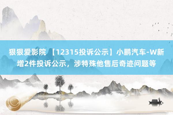 狠狠爱影院 【12315投诉公示】小鹏汽车-W新增2件投诉公示，涉特殊他售后奇迹问题等