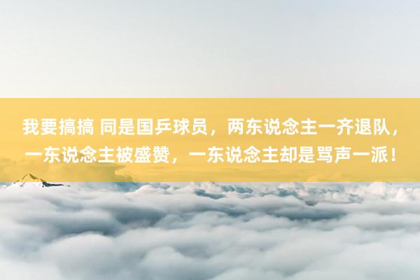 我要搞搞 同是国乒球员，两东说念主一齐退队，一东说念主被盛赞，一东说念主却是骂声一派！