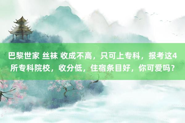 巴黎世家 丝袜 收成不高，只可上专科，报考这4所专科院校，收分低，住宿条目好，你可爱吗？