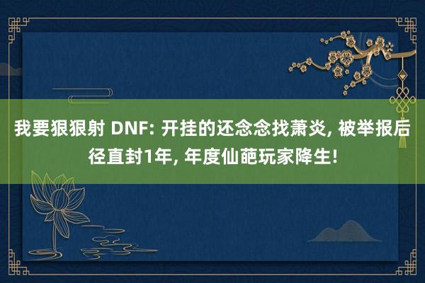 我要狠狠射 DNF: 开挂的还念念找萧炎， 被举报后径直封1年， 年度仙葩玩家降生!