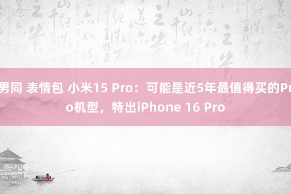 男同 表情包 小米15 Pro：可能是近5年最值得买的Pro机型，特出iPhone 16 Pro