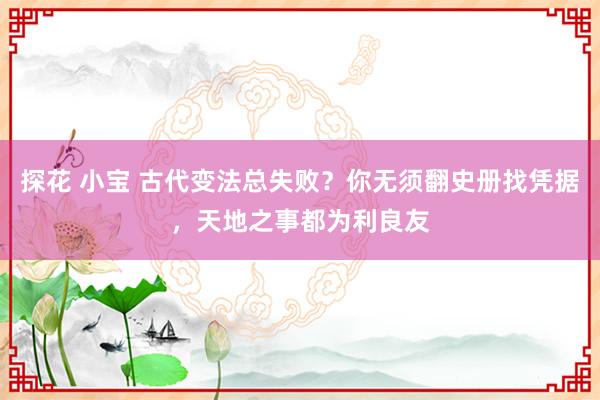 探花 小宝 古代变法总失败？你无须翻史册找凭据，天地之事都为利良友