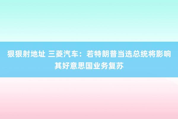 狠狠射地址 三菱汽车：若特朗普当选总统将影响其好意思国业务复苏