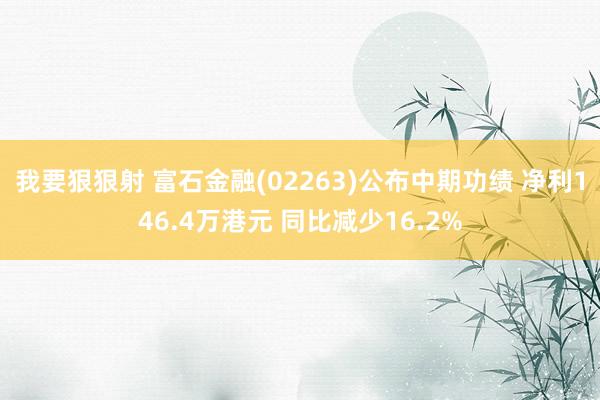 我要狠狠射 富石金融(02263)公布中期功绩 净利146.4万港元 同比减少16.2%