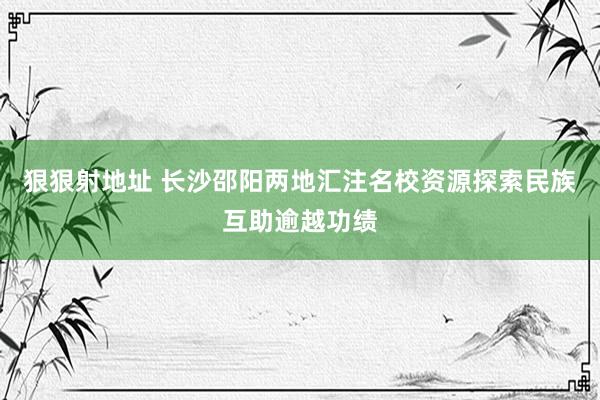 狠狠射地址 长沙邵阳两地汇注名校资源探索民族互助逾越功绩