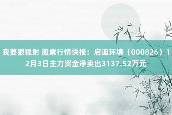 我要狠狠射 股票行情快报：启迪环境（000826）12月3日主力资金净卖出3137.52万元