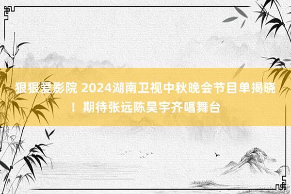 狠狠爱影院 2024湖南卫视中秋晚会节目单揭晓！期待张远陈昊宇齐唱舞台