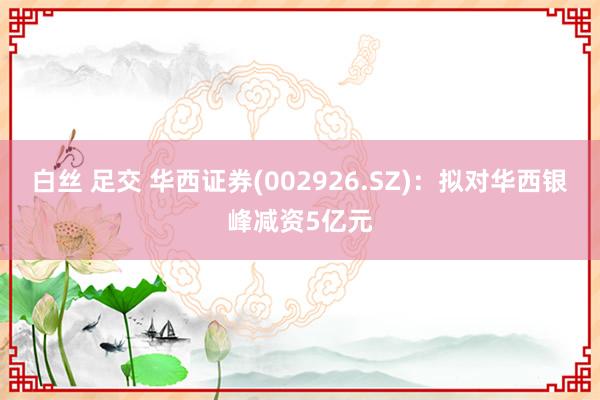 白丝 足交 华西证券(002926.SZ)：拟对华西银峰减资5亿元