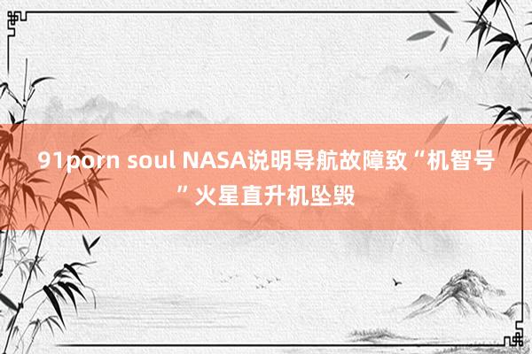 91porn soul NASA说明导航故障致“机智号”火星直升机坠毁