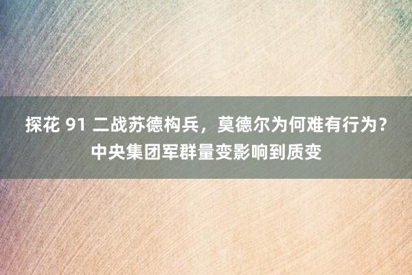 探花 91 二战苏德构兵，莫德尔为何难有行为？中央集团军群量变影响到质变