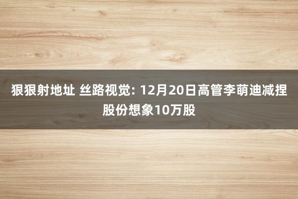 狠狠射地址 丝路视觉: 12月20日高管李萌迪减捏股份想象10万股