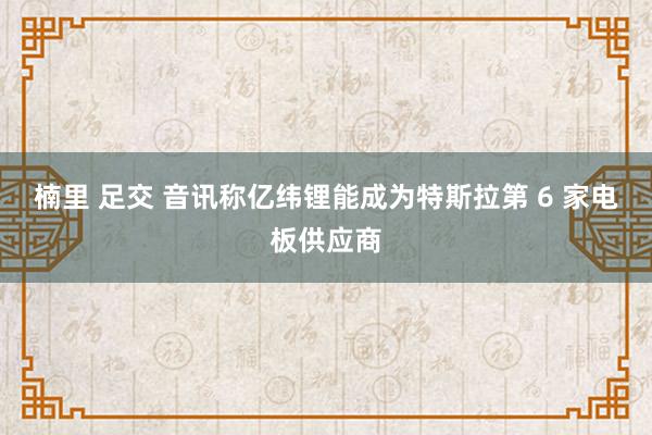 楠里 足交 音讯称亿纬锂能成为特斯拉第 6 家电板供应商