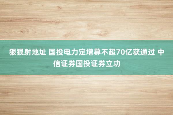 狠狠射地址 国投电力定增募不超70亿获通过 中信证券国投证券立功