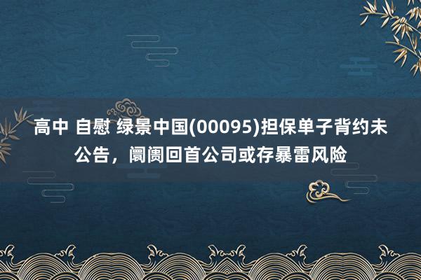 高中 自慰 绿景中国(00095)担保单子背约未公告，阛阓回首公司或存暴雷风险