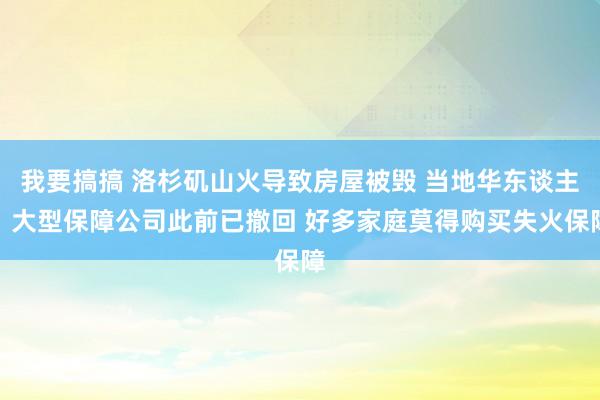 我要搞搞 洛杉矶山火导致房屋被毁 当地华东谈主：大型保障公司此前已撤回 好多家庭莫得购买失火保障