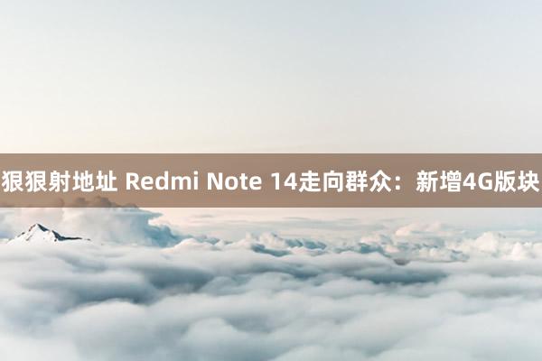 狠狠射地址 Redmi Note 14走向群众：新增4G版块