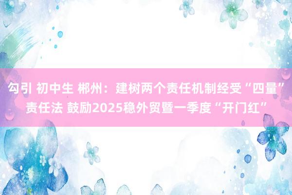 勾引 初中生 郴州：建树两个责任机制经受“四量”责任法 鼓励2025稳外贸暨一季度“开门红”