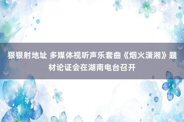 狠狠射地址 多媒体视听声乐套曲《烟火潇湘》题材论证会在湖南电台召开