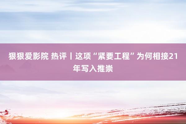 狠狠爱影院 热评丨这项“紧要工程”为何相接21年写入推崇