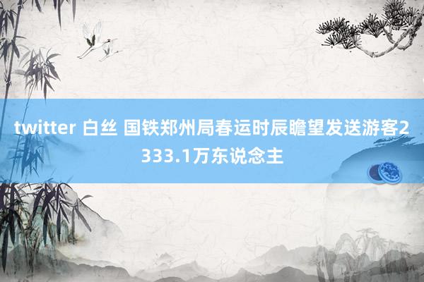 twitter 白丝 国铁郑州局春运时辰瞻望发送游客2333.1万东说念主